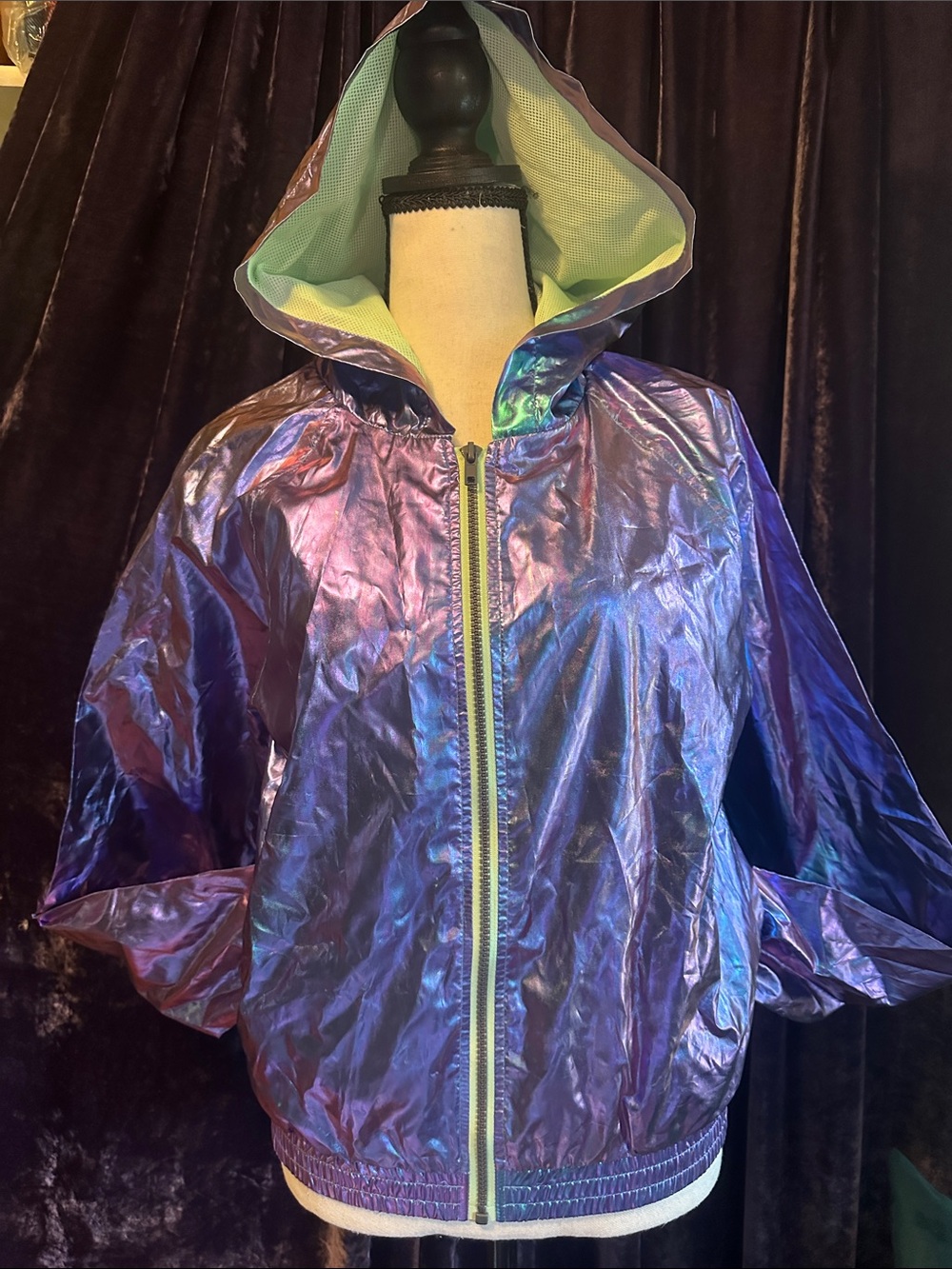 NWT Forever21 Iridescent Purple Hooded Jacket Sz XS